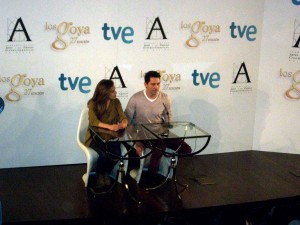María León y Paco León en la rueda de prensa de Los finalistas de la 27 edición de los premios Goya