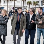 Marta Larralde, Carmelo Gómez, Gerardo Herrero y Antonio Garrido en el rodaje de La playa de los ahogados
